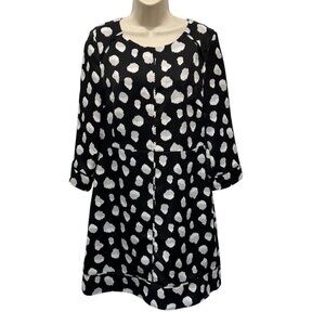 Banana Republic Womens Black White Splash Dress Size 8 Sleeves New